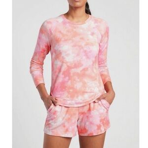 Athleta 2021 Mindset Pullover Crewneck Printed Sweatshirt Shorts SET Size Medium